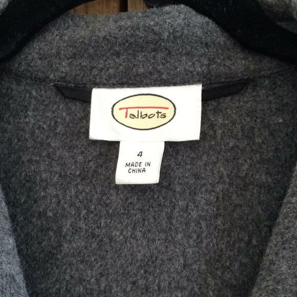 Talbots black wool coat with gray trim, size 4 - Picture 2 of 8